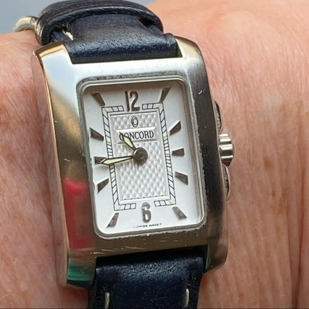 Concord Sportiva Silver Stainless Steel Swiss Made Quartz Watch Leather …